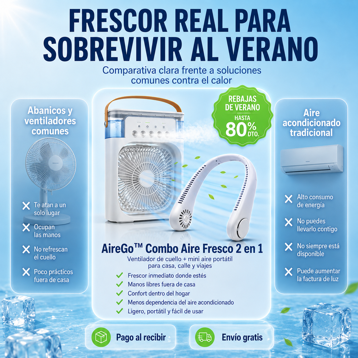 ❄️ AireGo™ Combo Aire Fresco 2 en 1: Ventilador de Cuello + Mini Aire Portátil SOLO POR HOY!🔥