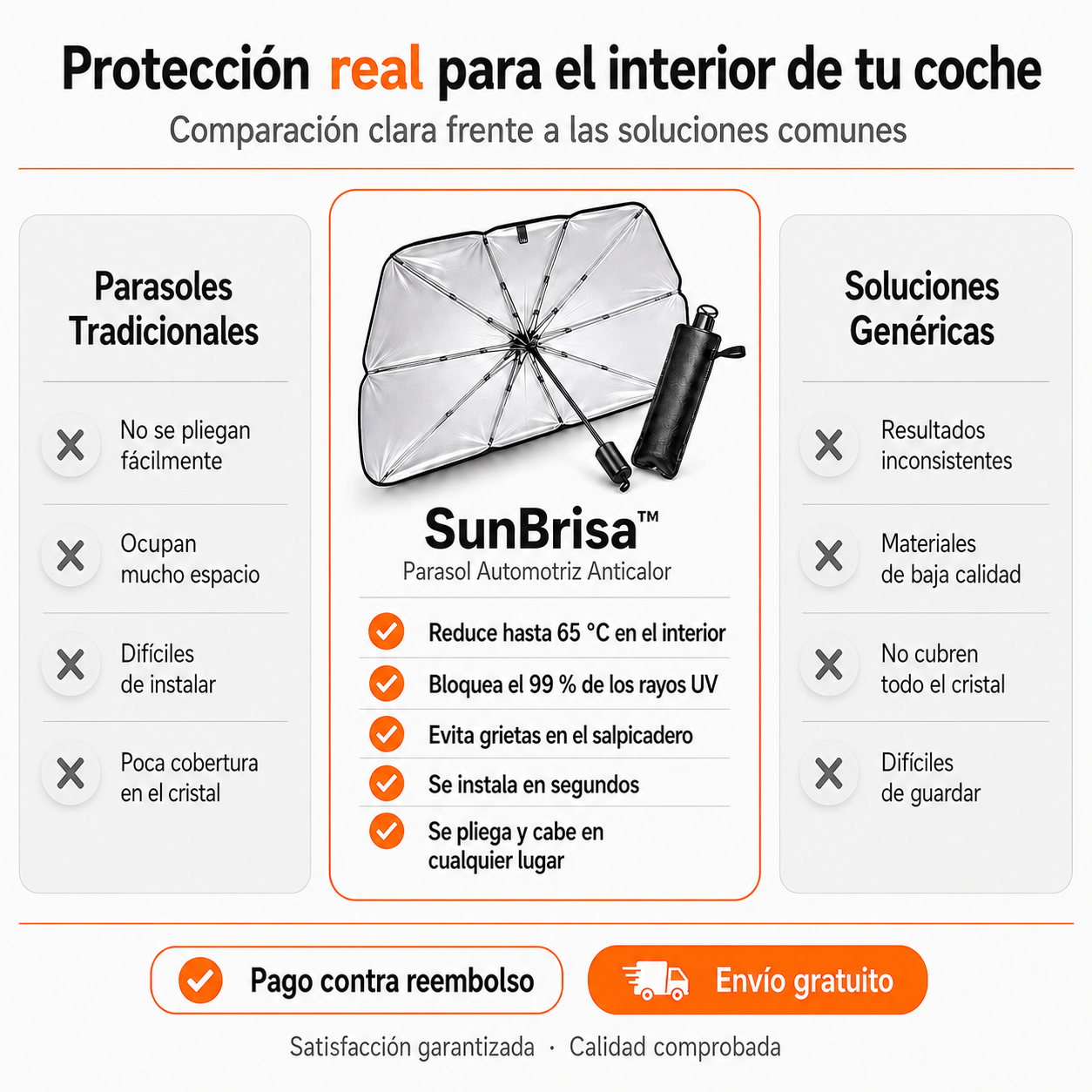 SunBrisa™ – Parasol para Coche Anticalor + ¡80 % DE DESCUENTO SOLO POR HOY!🔥
