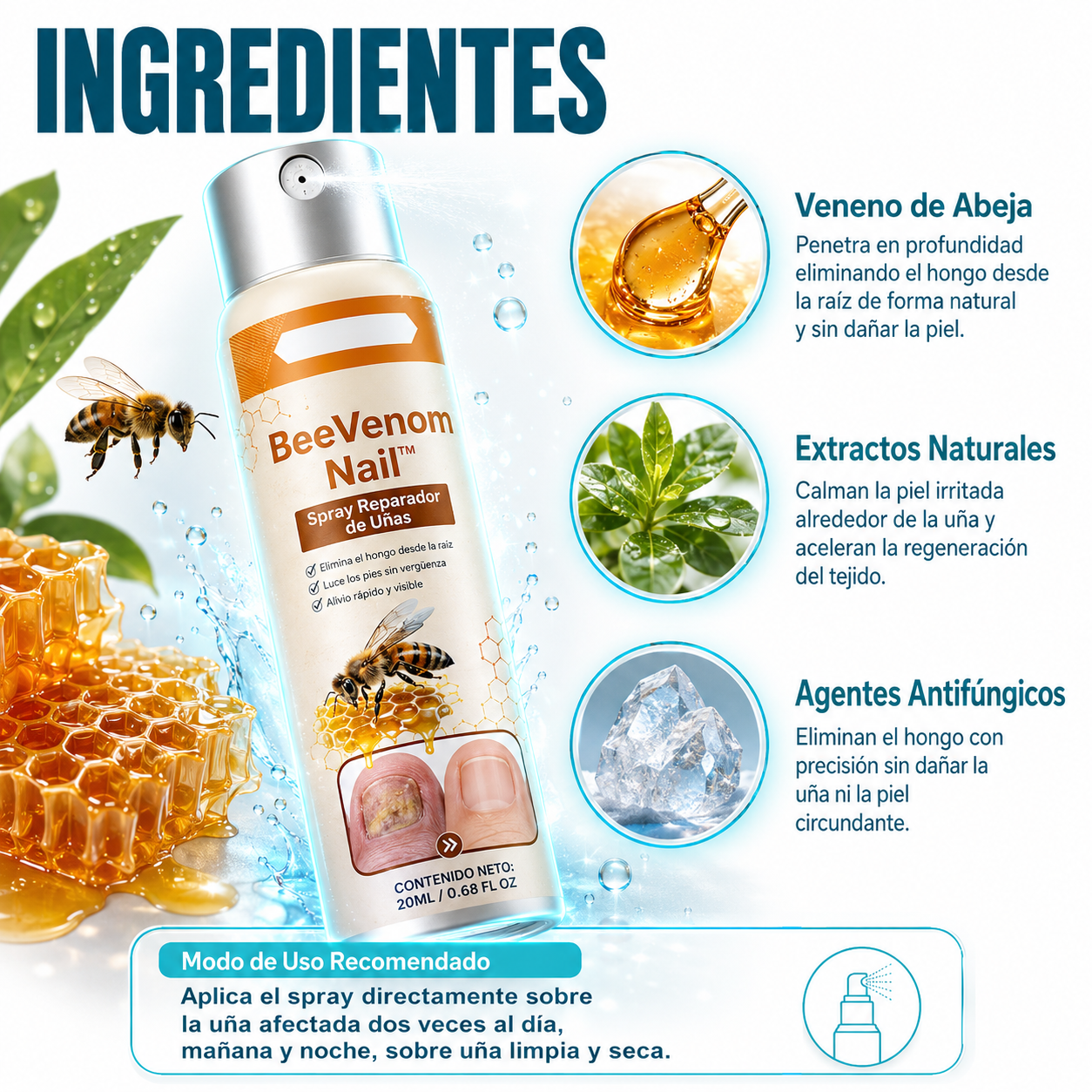 🐝 BeeVenom Nail™ - Spray Reparador de Uñas + ¡Paga 1 y Llévate 2! SOLO HOY🔥