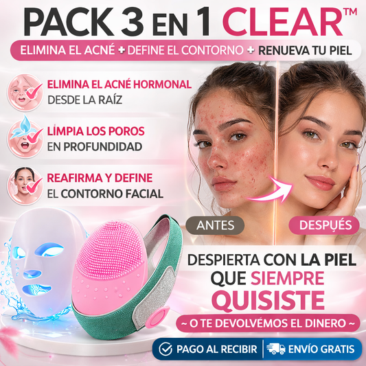 🌸 Pack 3 en 1 Clear™ — Elimina el Acné + Define el Contorno + Renueva tu Piel | SOLO HOY + REGALO EXCLUSIVO 🔥