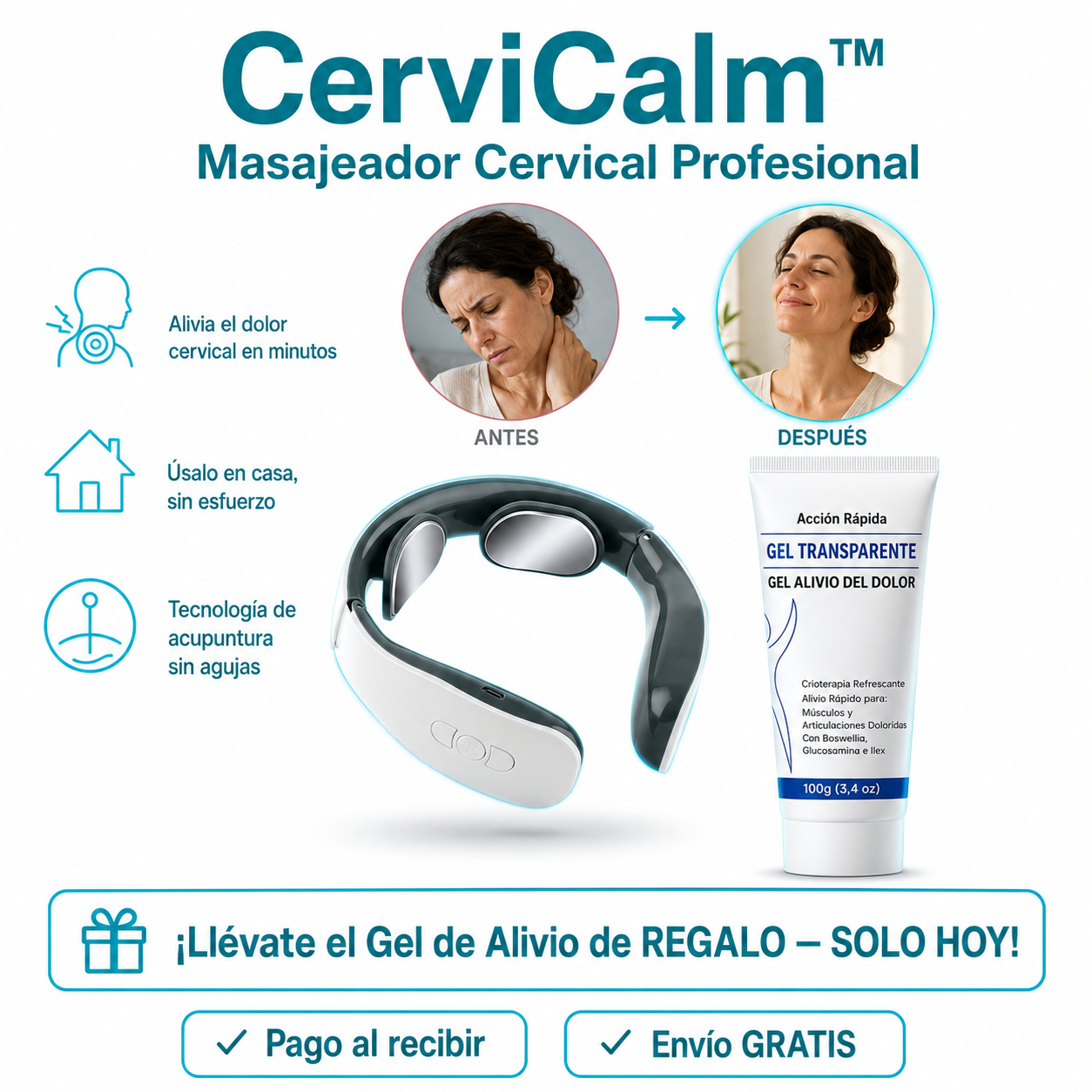 💆CerviCalm™ — Masajeador Cervical + Gel Alivio de REGALO ¡SOLO HOY! 🎁
