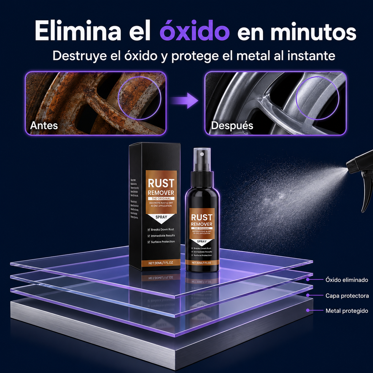 RustRemover™ - Spray Elimina el Óxido al Instante + ¡Paga 1 y Llévate 2! SOLO HOY + ENVÍO GRATIS 🔥