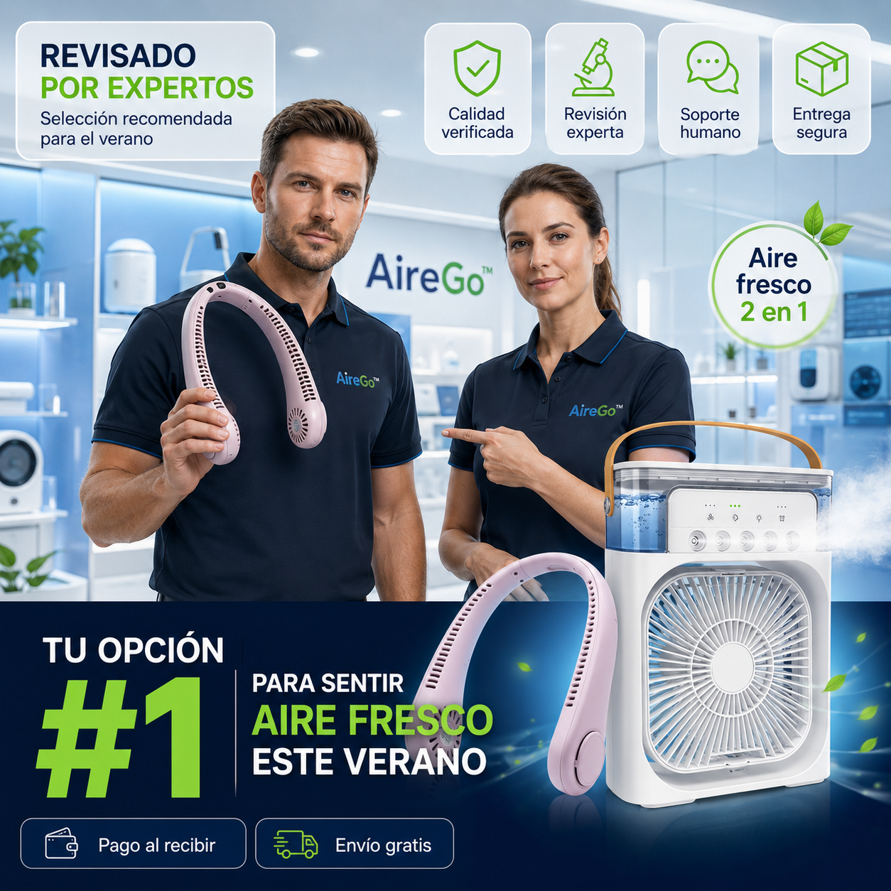 ❄️ AireGo™ Combo Aire Fresco 2 en 1: Ventilador de Cuello + Mini Aire Portátil SOLO POR HOY!🔥