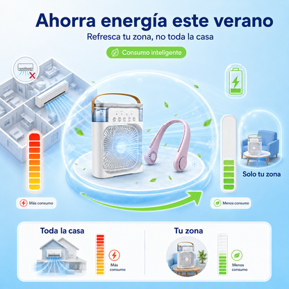 ❄️ AireGo™ Combo Aire Fresco 2 en 1: Ventilador de Cuello + Mini Aire Portátil SOLO POR HOY!🔥