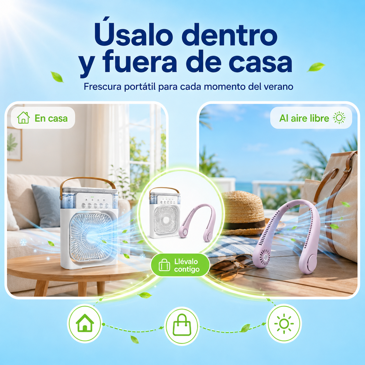 ❄️ AireGo™ Combo Aire Fresco 2 en 1: Ventilador de Cuello + Mini Aire Portátil SOLO POR HOY!🔥