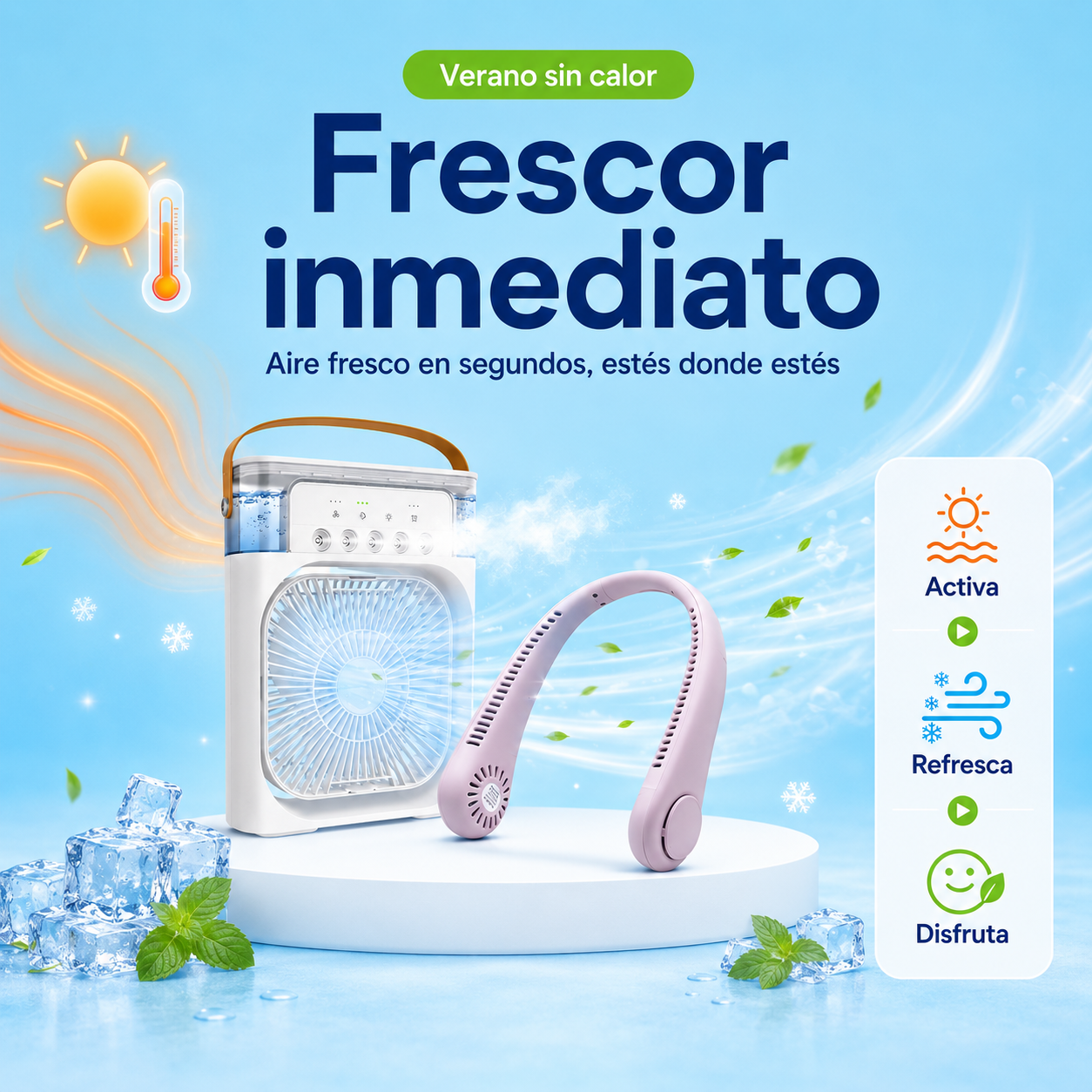 ❄️ AireGo™ Combo Aire Fresco 2 en 1: Ventilador de Cuello + Mini Aire Portátil SOLO POR HOY!🔥
