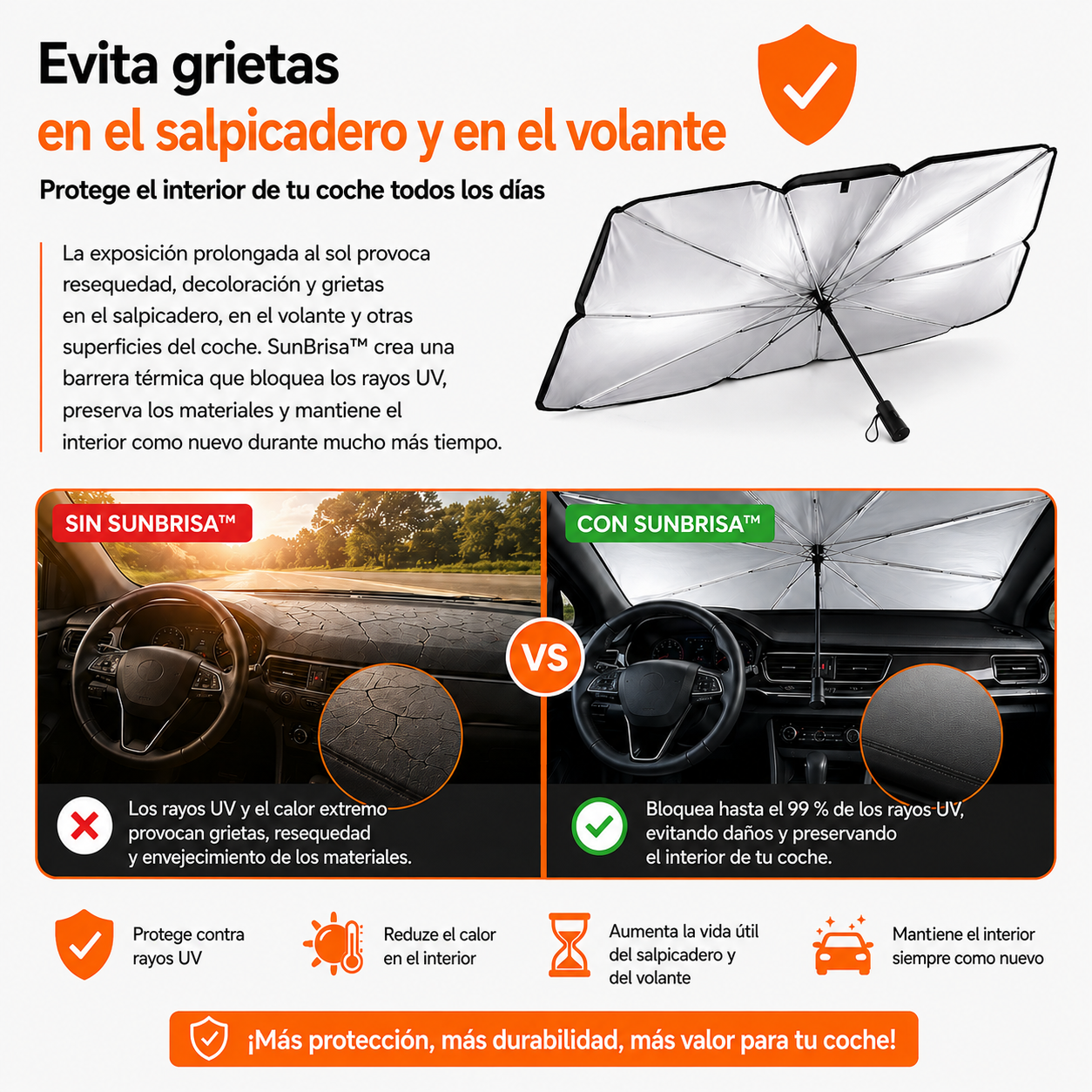 SunBrisa™ – Parasol para Coche Anticalor + ¡80 % DE DESCUENTO SOLO POR HOY!🔥