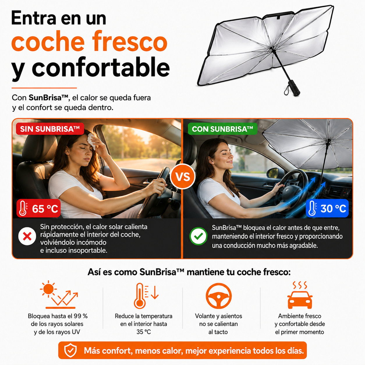 SunBrisa™ – Parasol para Coche Anticalor + ¡80 % DE DESCUENTO SOLO POR HOY!🔥