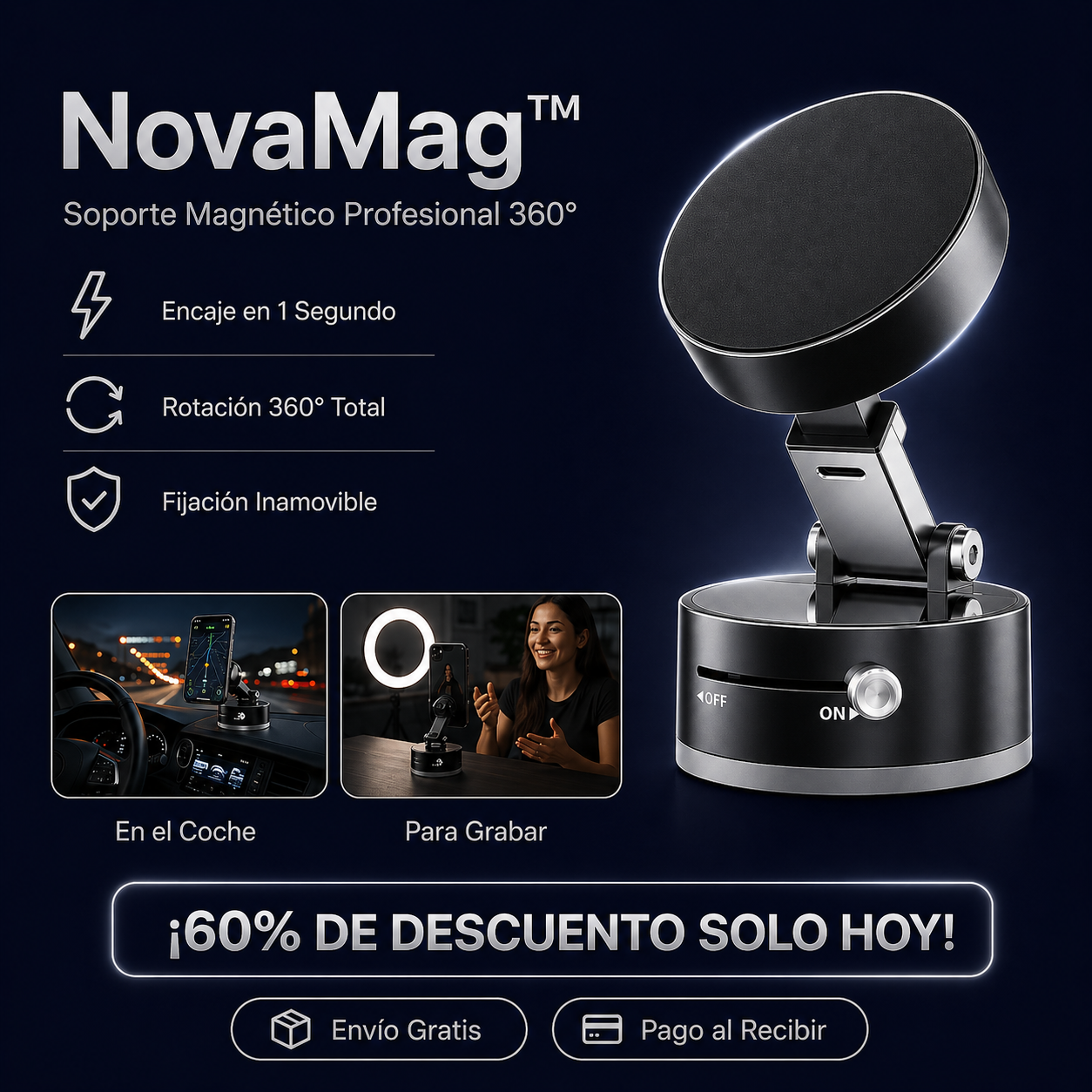NovaMag™ - Soporte Magnético Profesional 360°+ ¡60% DE DESCUENTO SOLO HOY!