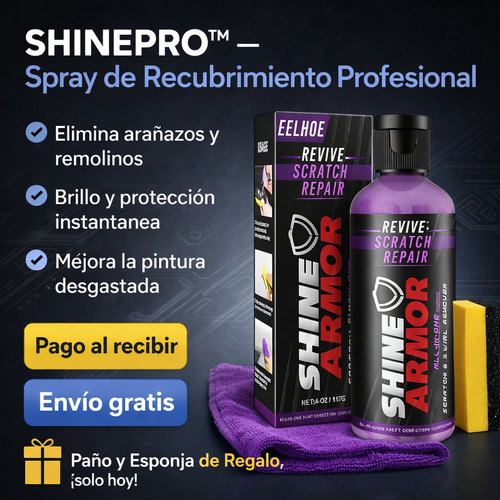 SHINEPRO™ – Spray de Recubrimiento Profesional + ¡Llévate Paño y Esponja de Regalo HOY!