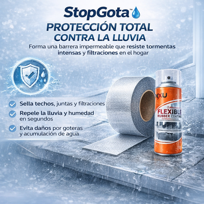 StopGota™- Kit Anti-Filtraciones 2 en 1 (Spray Impermeabilizante + Cinta Selladora) ¡Oferta Solo por Hoy! 🔥