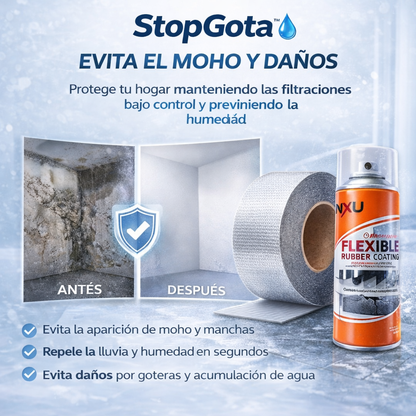 StopGota™- Kit Anti-Filtraciones 2 en 1 (Spray Impermeabilizante + Cinta Selladora) ¡Oferta Solo por Hoy! 🔥