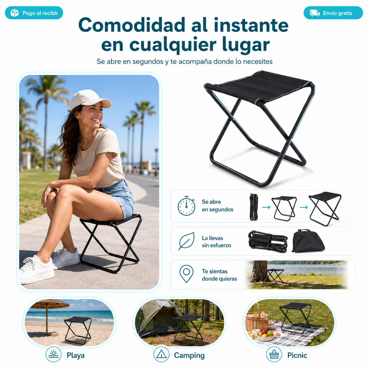SitGo™ – Banqueta Plegable Ultrarresistente + ¡Paga 1 y Llévate 2! SOLO HOY 🔥
