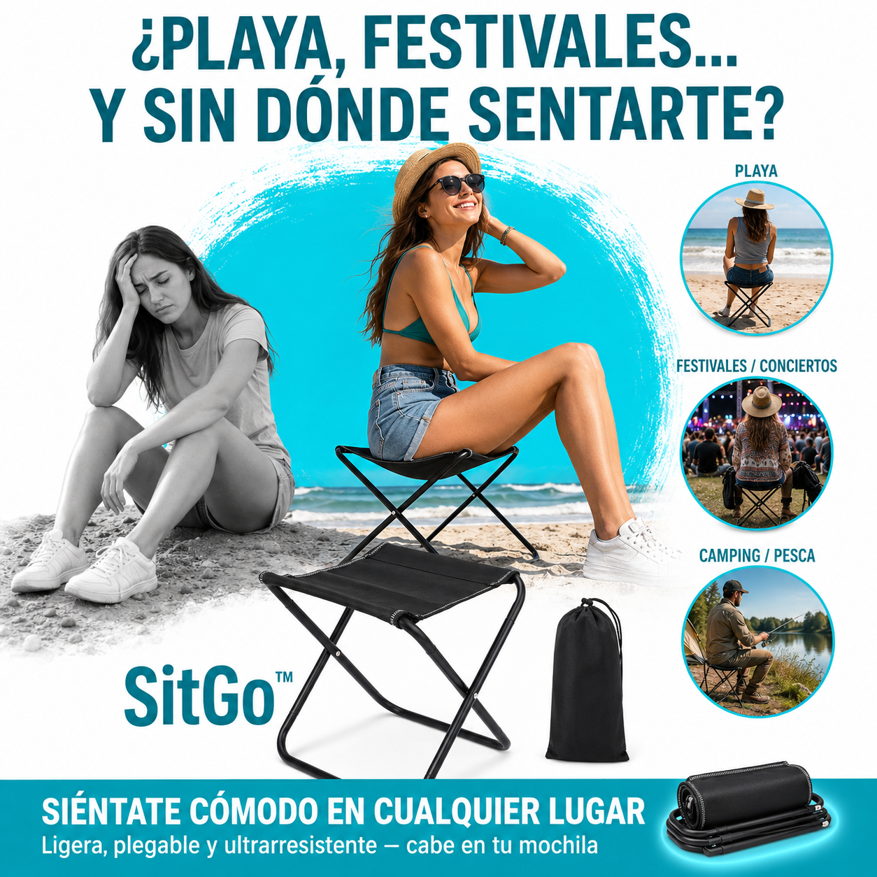 SitGo™ – Banqueta Plegable Ultrarresistente + ¡Paga 1 y Llévate 2! SOLO HOY 🔥