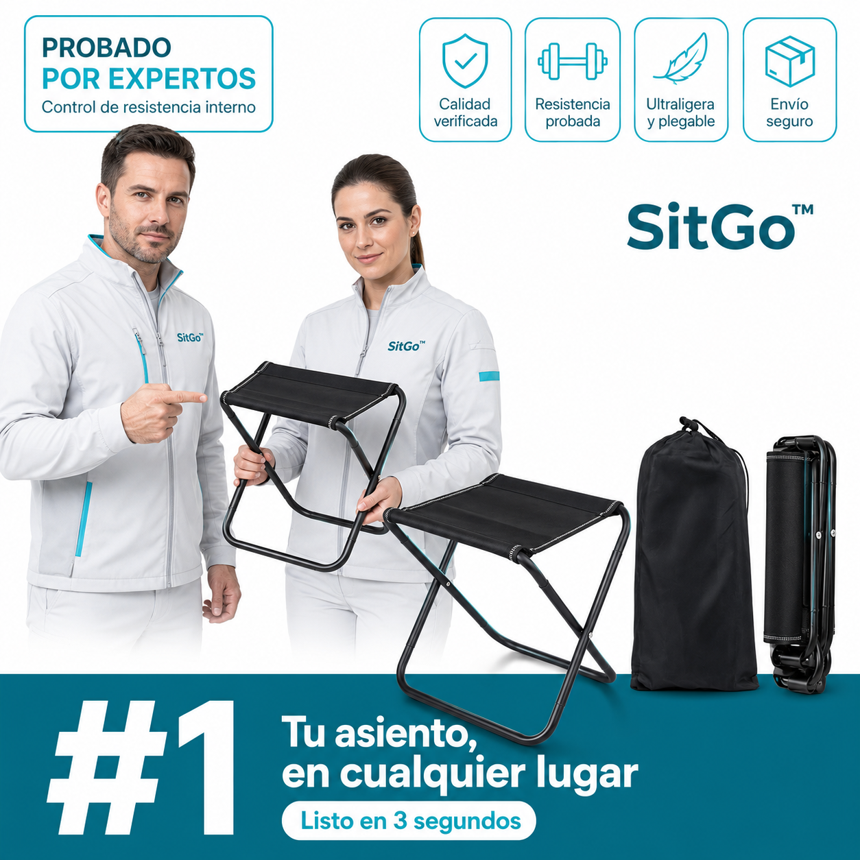 SitGo™ – Banqueta Plegable Ultrarresistente + ¡Paga 1 y Llévate 2! SOLO HOY 🔥
