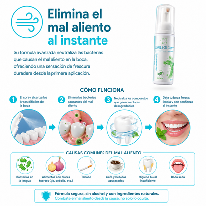 🦷 SmileGlow™ - Spray Dental Blanqueador + ¡Paga 1 y Llévate 2! SOLO HOY 🔥