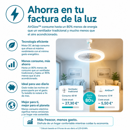 🌀 AirGlow™ - Ventilador + Luz LED 2 en 1