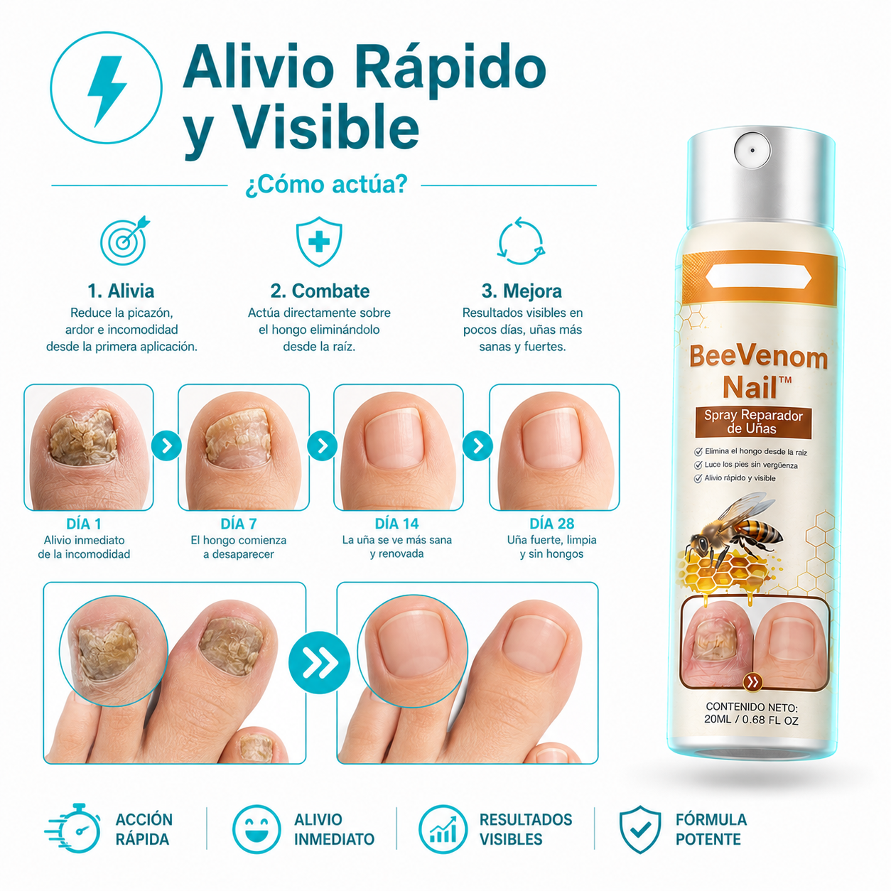 🐝 BeeVenom Nail™ - Spray Reparador de Uñas + ¡Paga 1 y Llévate 2! SOLO HOY🔥