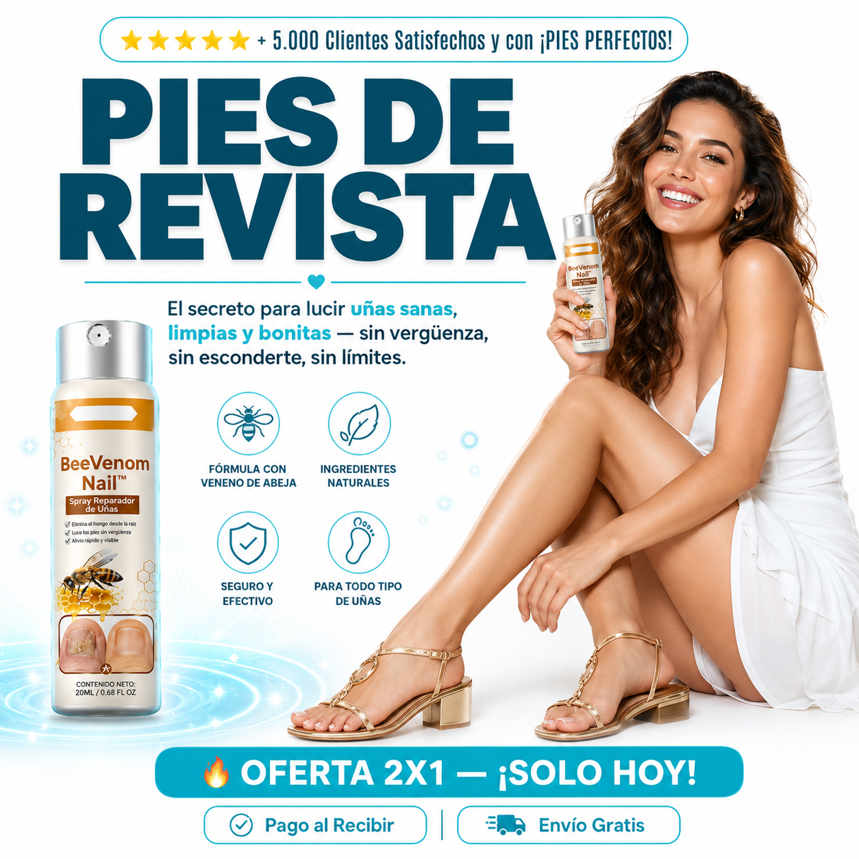 🐝 BeeVenom Nail™ - Spray Reparador de Uñas + ¡Paga 1 y Llévate 2! SOLO HOY🔥