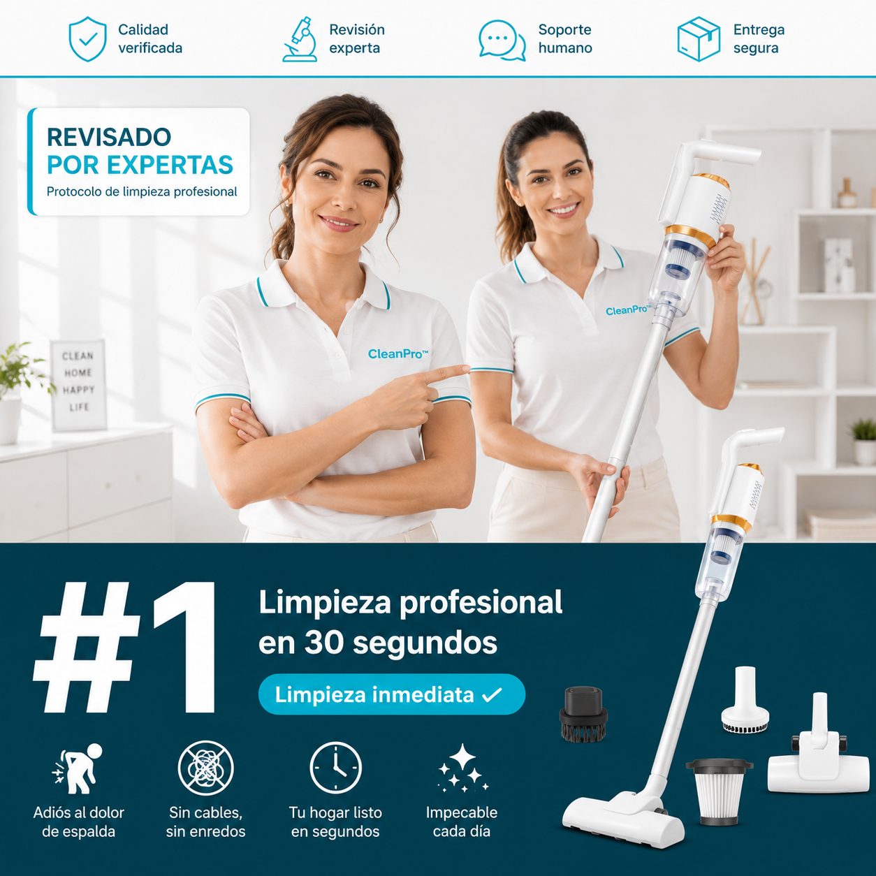 ✨CleanPro™- Aspirador Inalámbrico 120W + ¡80% DE DESCUENTO SOLO HOY - Tu Hogar Siempre Impecable
