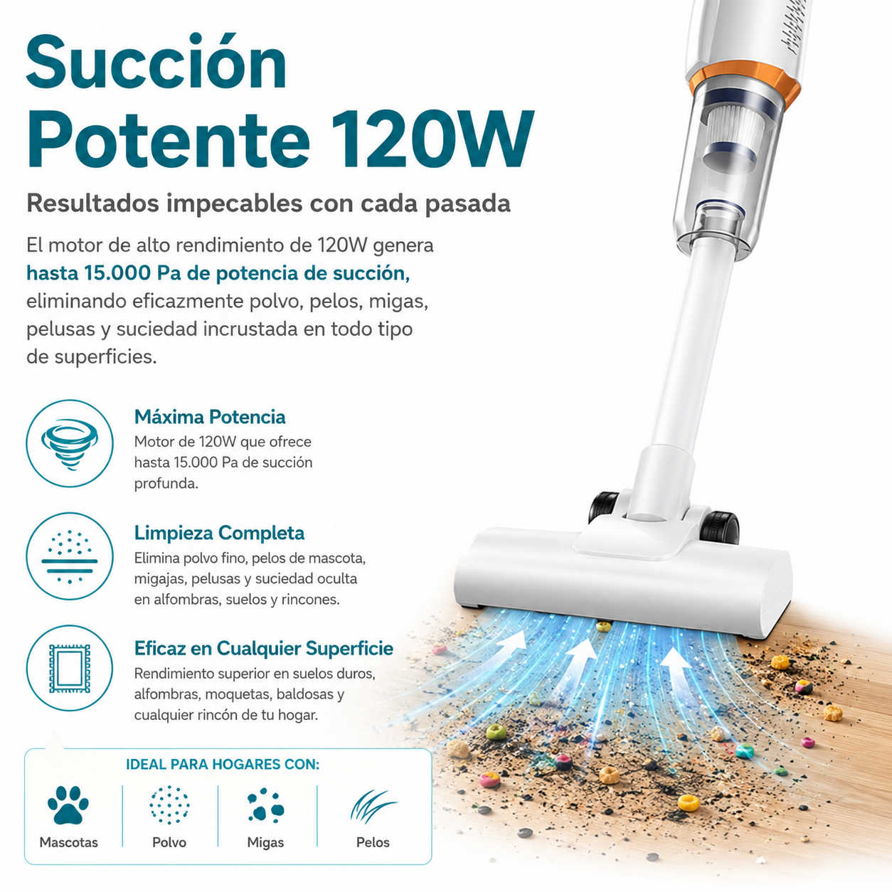 ✨CleanPro™- Aspirador Inalámbrico 120W + ¡80% DE DESCUENTO SOLO HOY - Tu Hogar Siempre Impecable